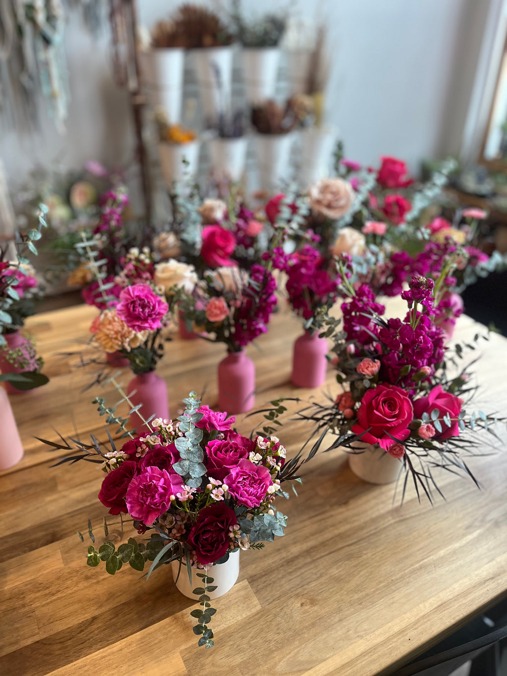 white vase arrangement