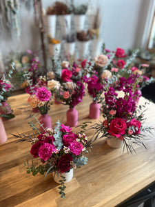 white vase arrangement