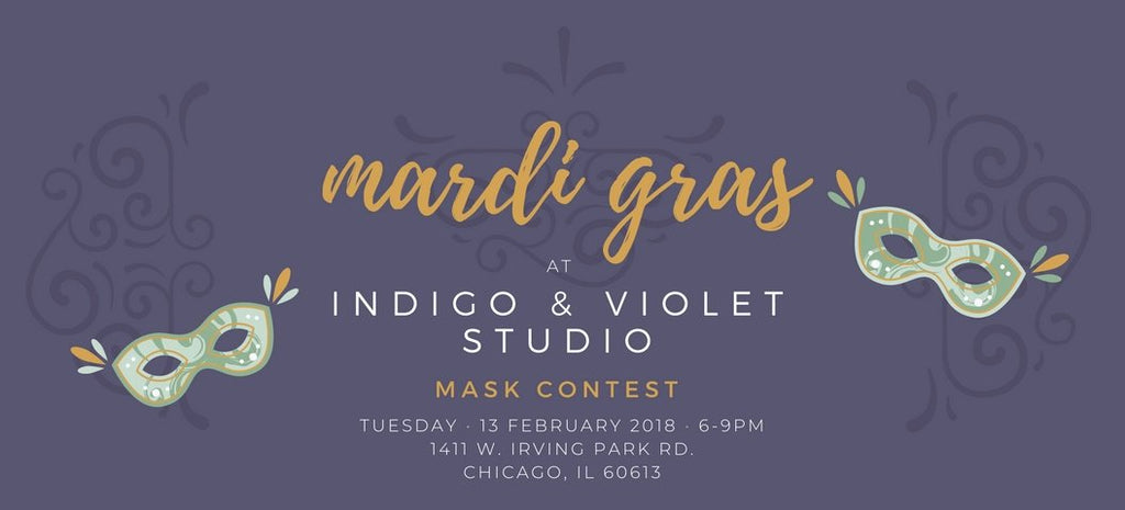 Mardi Gras Party + Mask Contest | Feb. 13 - indigo & violet studio LLC
