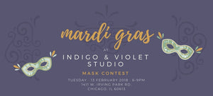 Mardi Gras Party + Mask Contest | Feb. 13 - indigo & violet studio LLC