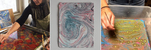 indigo & violet studio - craft class collaboration with tempered chicago - feb 22 - modern paper marbling workshop process + example paper