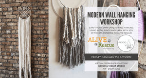 Modern Wall Hanging Workshop - Indigo & Violet Studio + Alive Rescue January 15