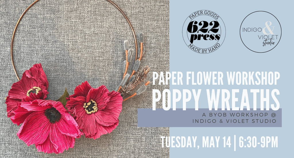 Indigo & Violet Studio - Paper Wreath Workshop 622 press May 14