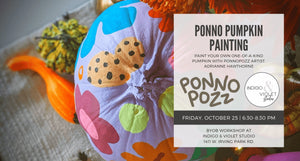 indigo & violet studio + ponnopozz - october 25 byob pumpkin painting workshop - chicago fall art class