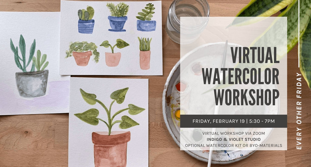 Indigo & Violet Studio - virtual watercolor painting workshop - february 19
