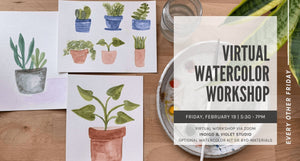 Indigo & Violet Studio - virtual watercolor painting workshop - february 19